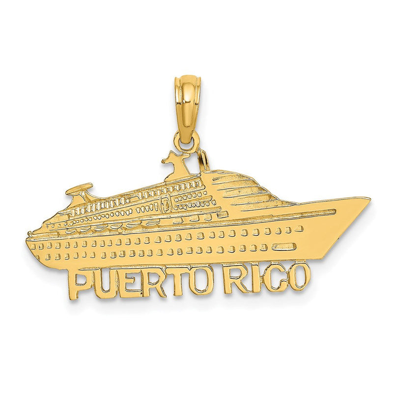 14K Gelbgold Poliert Kreuzfahrtschiff Charm "PUERTO RICO
