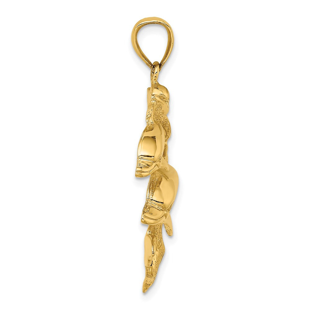 14K Gelbgold 2-D Drei-Delfine-Charm