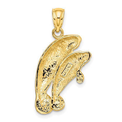 14K Gelbgold 2-D/Poliert Zwei Manatis Charm