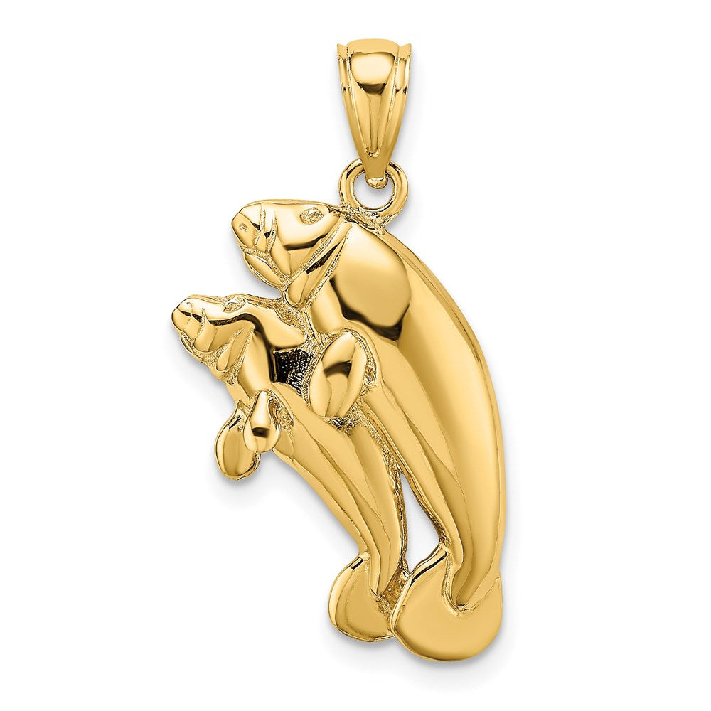14K Gelbgold 2-D/Poliert Zwei Manatis Charm
