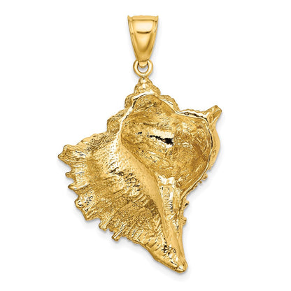14K Gelbgold Charm Muschel-Design 2-D strukturiert