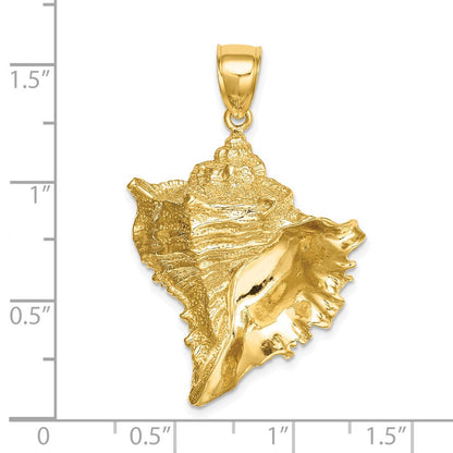 14K Gelbgold Charm Muschel-Design 2-D strukturiert