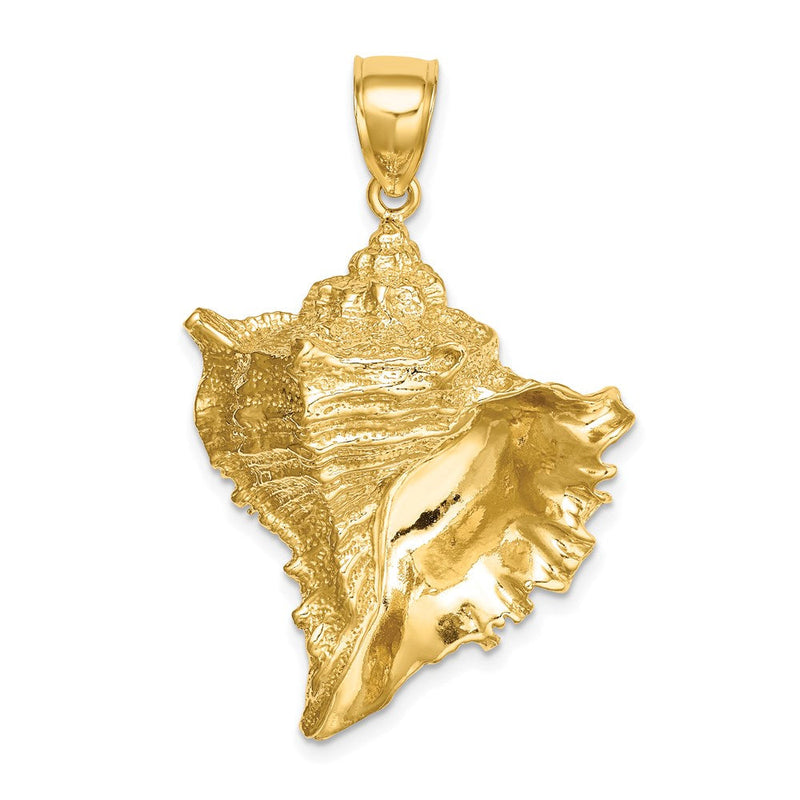 14K Gelbgold Charm Muschel-Design 2-D strukturiert