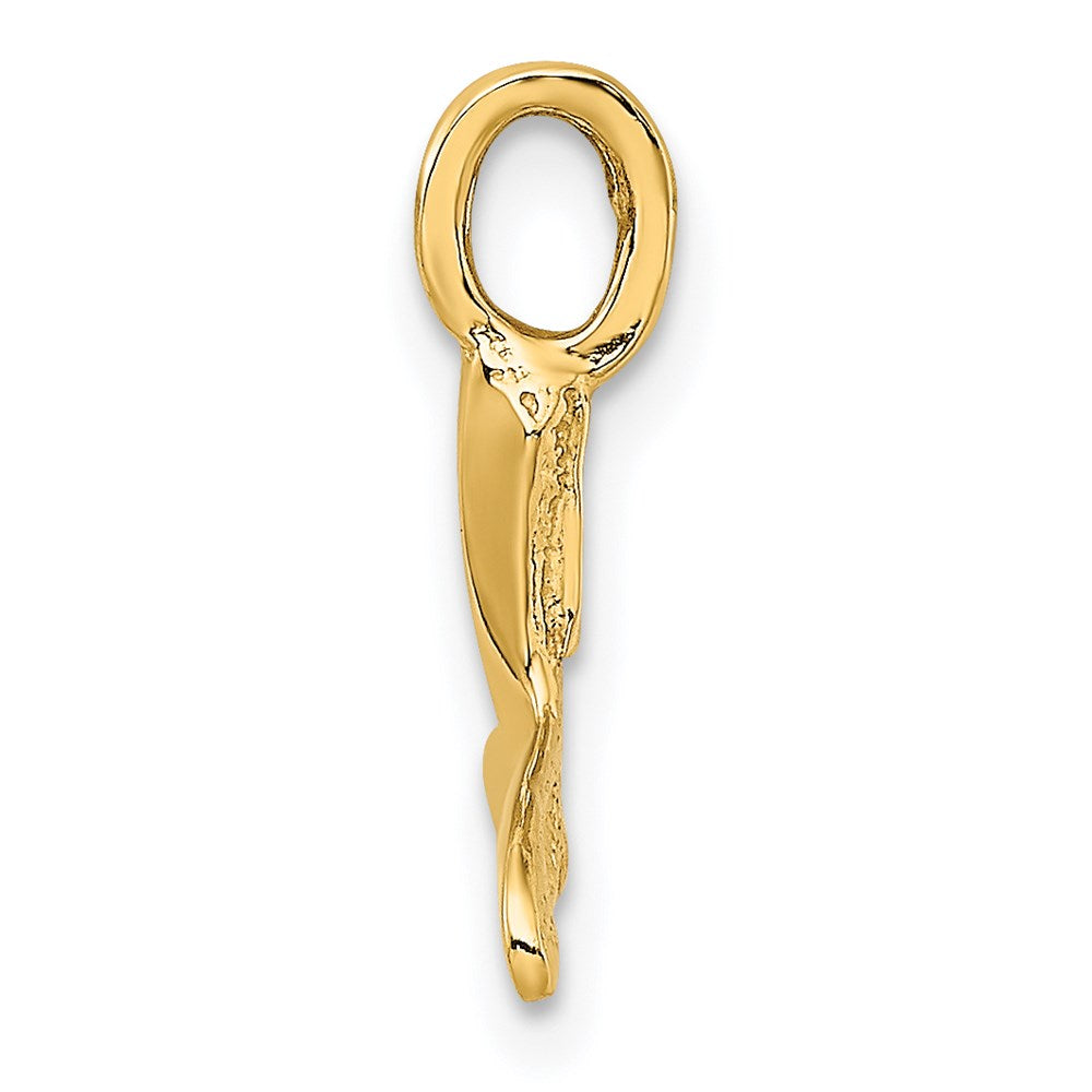 14K Gelbgold Poliert Strukturiert Mini Wal Schwanz Charm