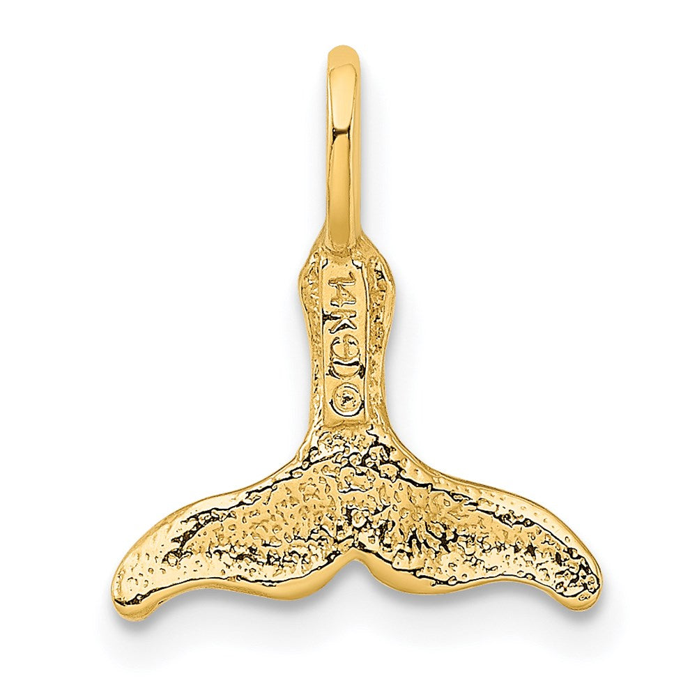 14K Gelbgold Poliert Strukturiert Mini Wal Schwanz Charm