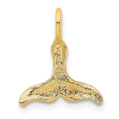 14K Gelbgold Poliert Strukturiert Mini Wal Schwanz Charm