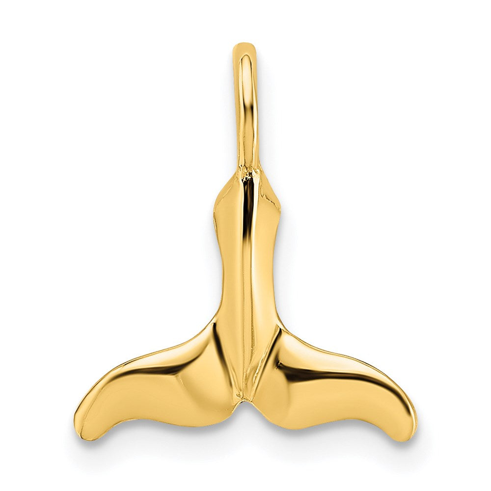 14K Gelbgold Poliert Strukturiert Mini Wal Schwanz Charm