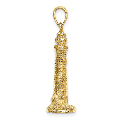 14K Gelbgold 3D-Leuchtturm-Charm „Cape May, NJ