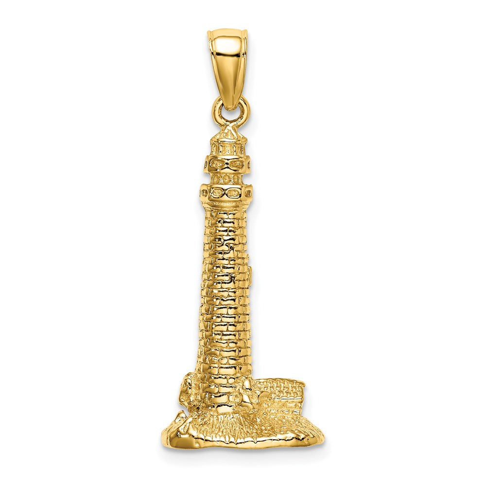 14K Gelbgold 3D-Leuchtturm-Charm „Cape May, NJ
