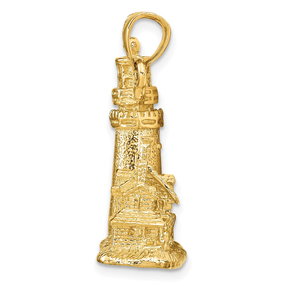 14K Gelbgold 3D-Anhänger „Cape Cod Leuchtturm“