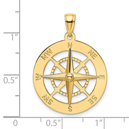 14K Gelbgold Kompass-Charm (nautisches Design)