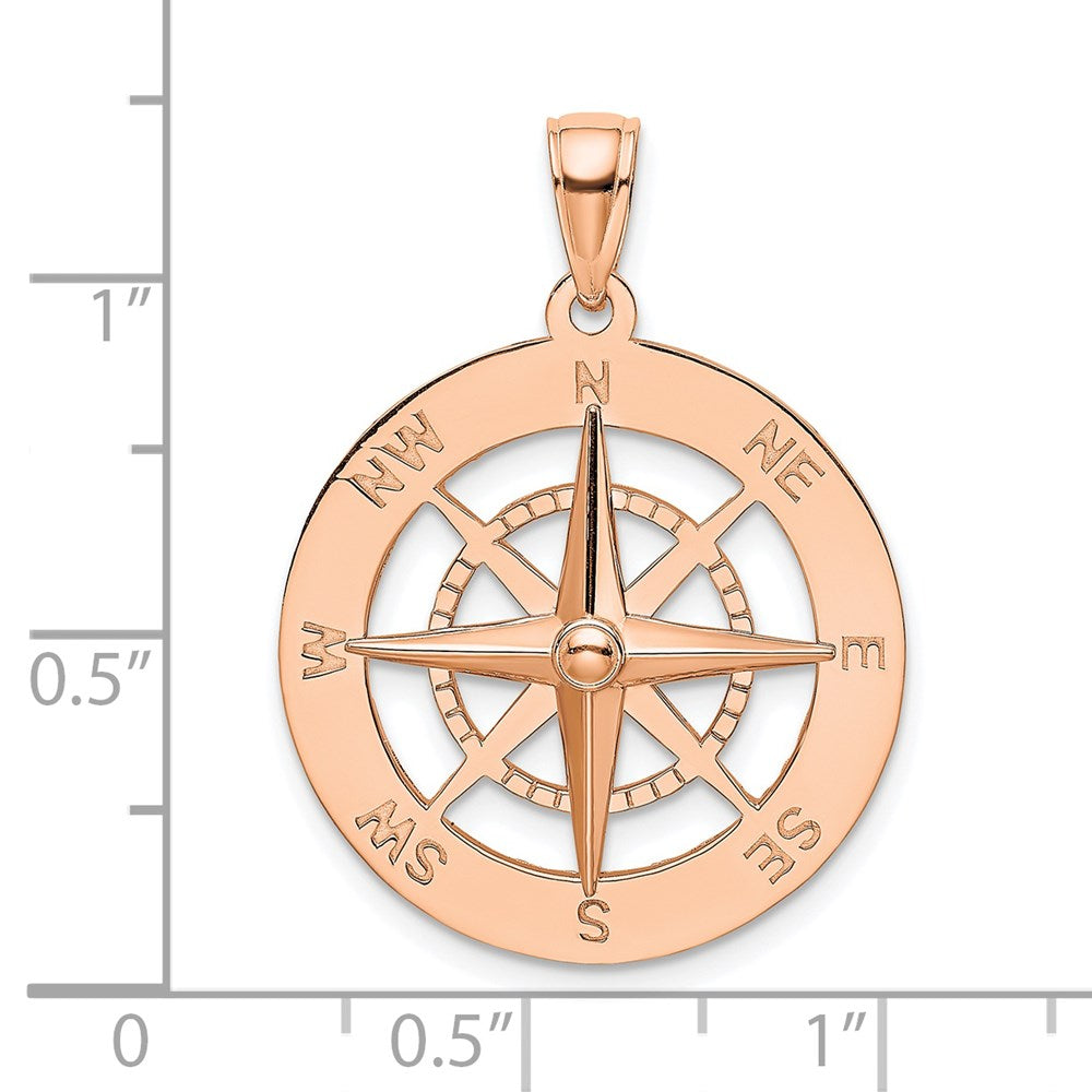 585 Roségold Nautischer-Kompass-Anhänger