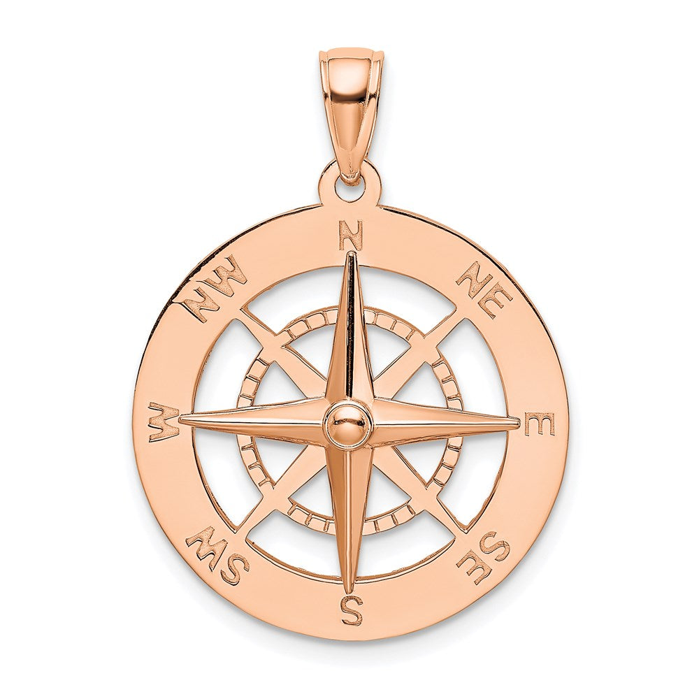 585 Roségold Nautischer-Kompass-Anhänger
