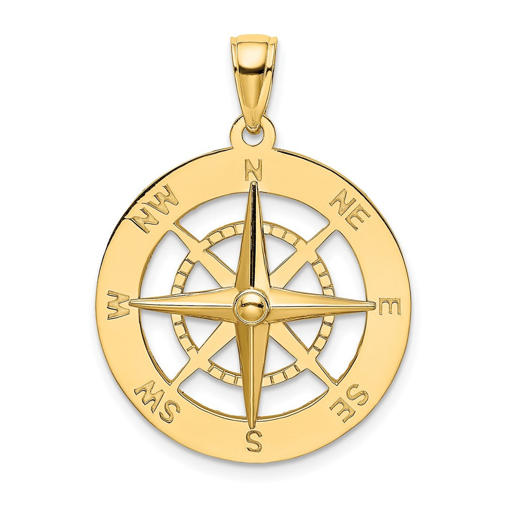14K Gelbgold Kompass-Charm (nautisches Design)