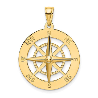 14K Gelbgold Kompass-Charm (nautisches Design)