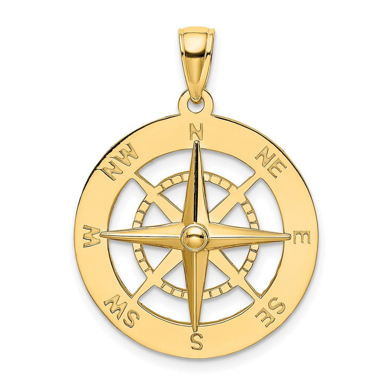 14K Gelbgold Kompass-Charm (nautisches Design)