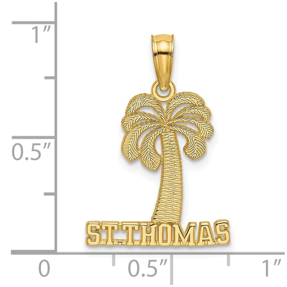 14K Gelbgold St. Thomas Under Palme Baum Charm
