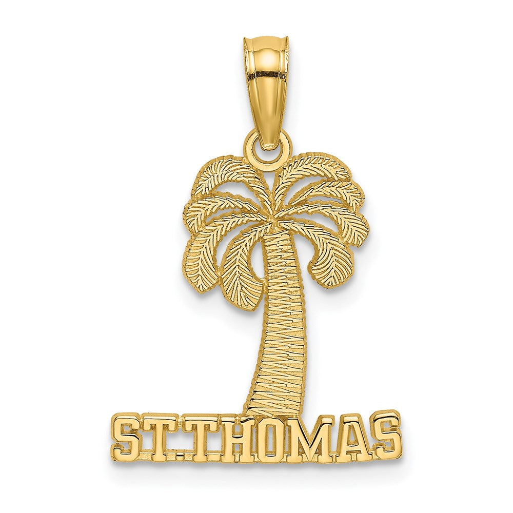 14K Gelbgold St. Thomas Under Palme Baum Charm