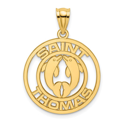 14K Gelbgold Charm SAINT THOMAS mit Delfinen