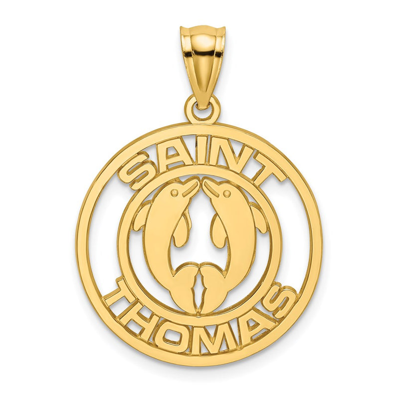 14K Gelbgold Charm SAINT THOMAS mit Delfinen