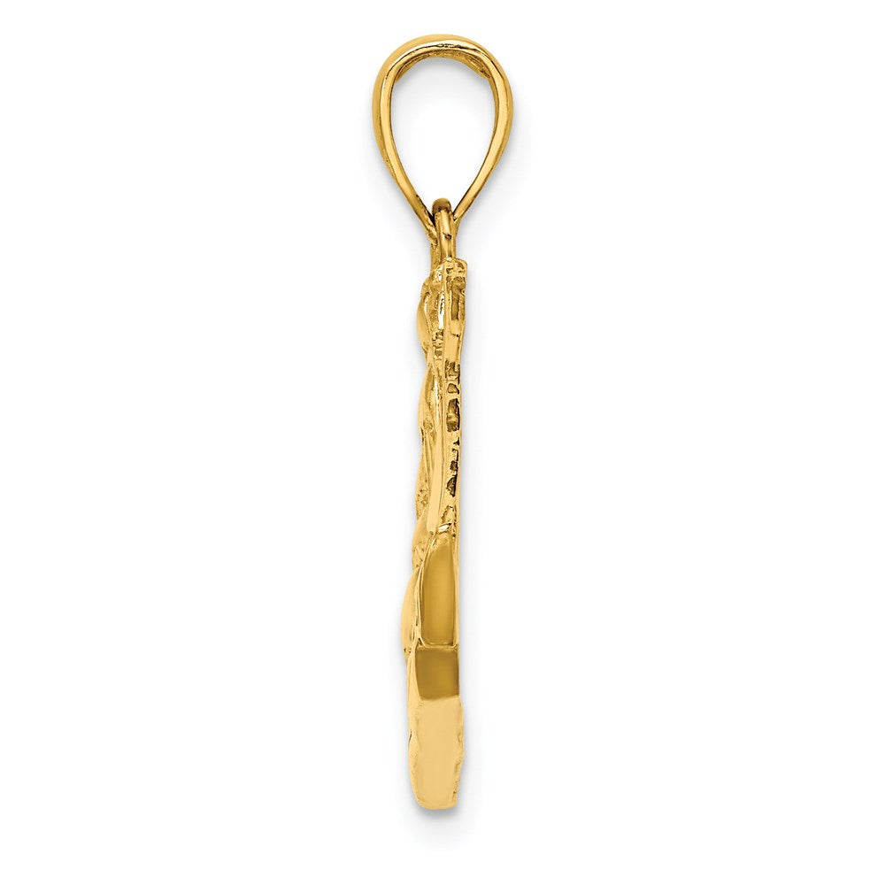 14K Gelbgold 2-D Polierter Segelschiff-Charm