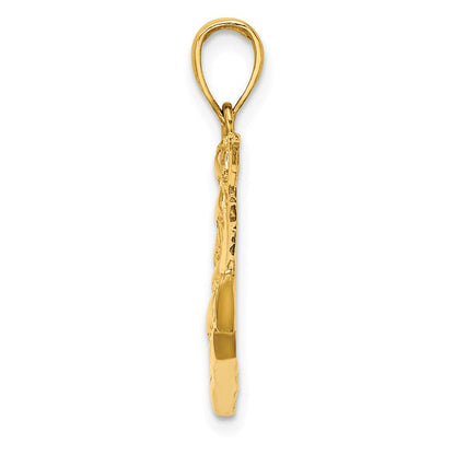 14K Gelbgold 2-D Polierter Segelschiff-Charm