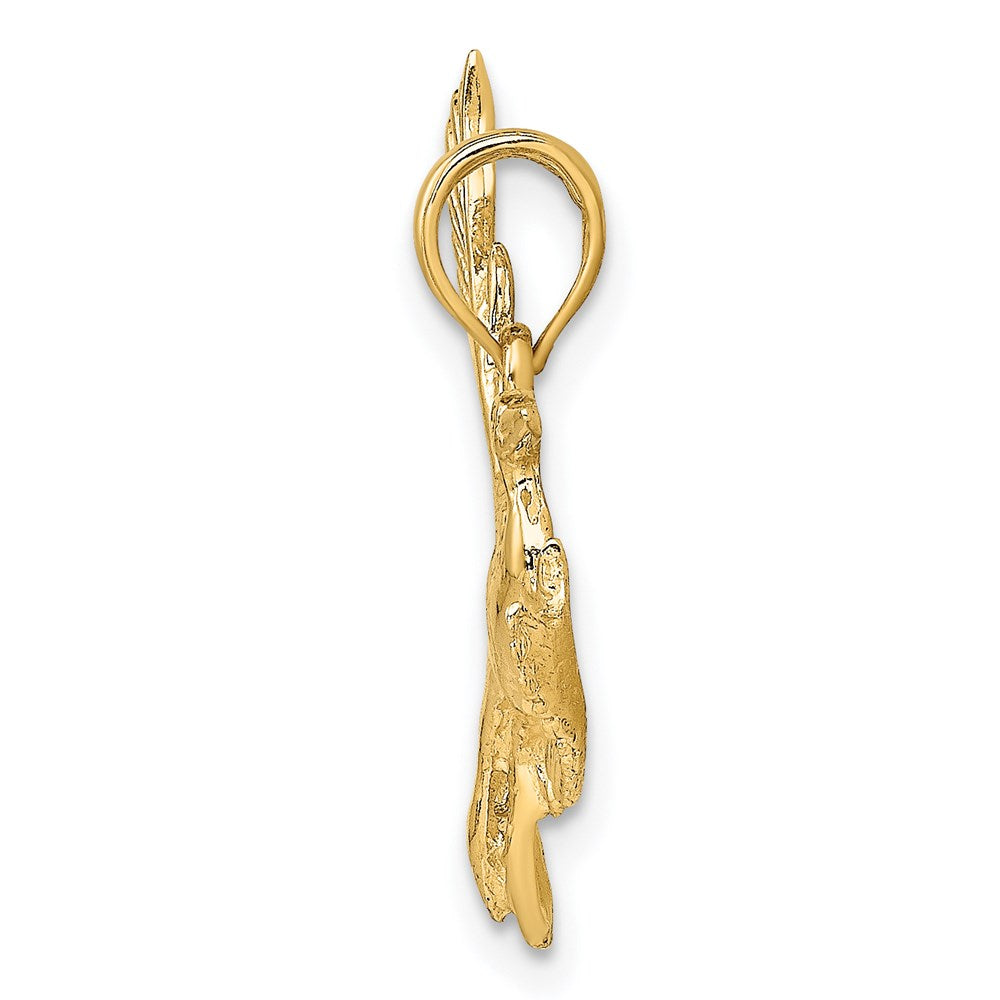 14K Gelbgold Charm Fliegender Reiher-Vogel