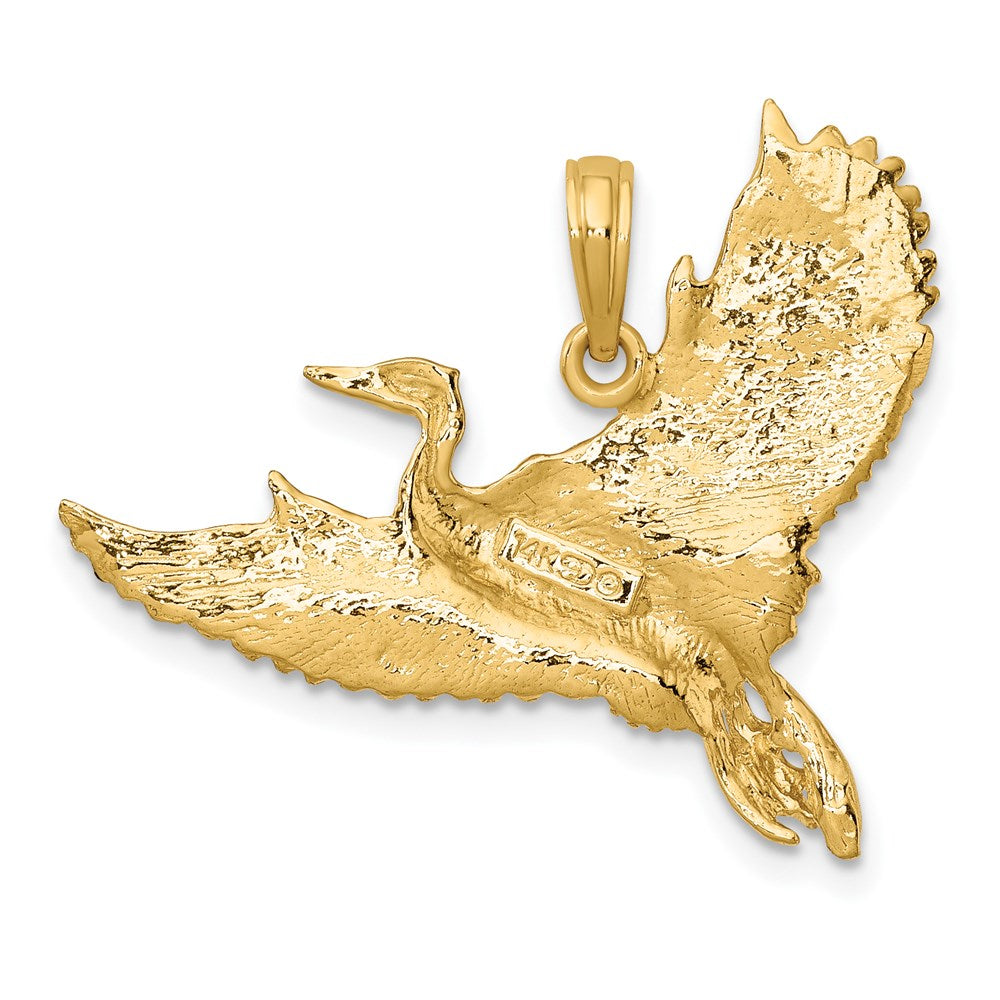 14K Gelbgold Charm Fliegender Reiher-Vogel