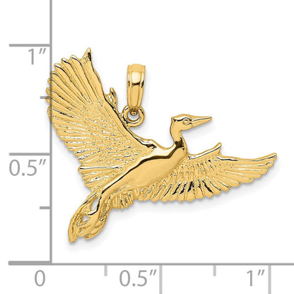 14K Gelbgold Charm Fliegender Reiher-Vogel