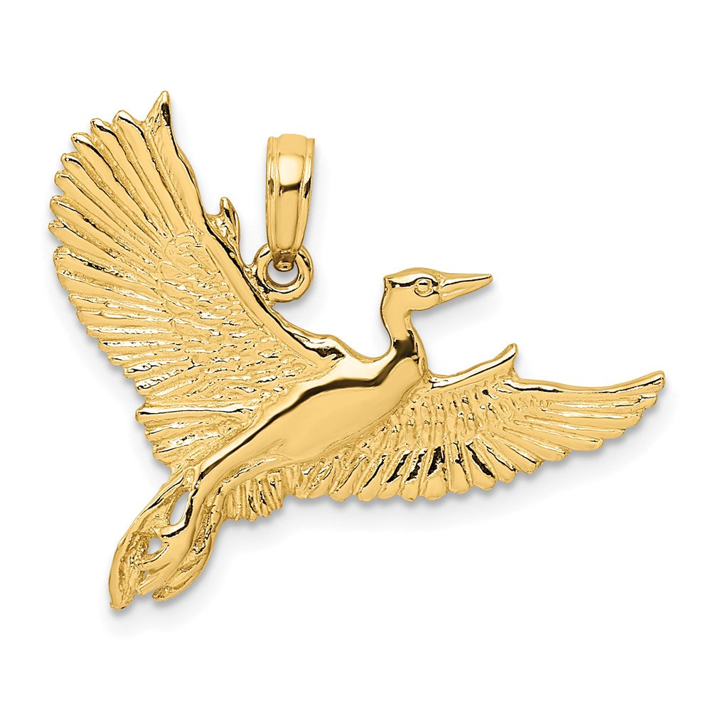 14K Gelbgold Charm Fliegender Reiher-Vogel