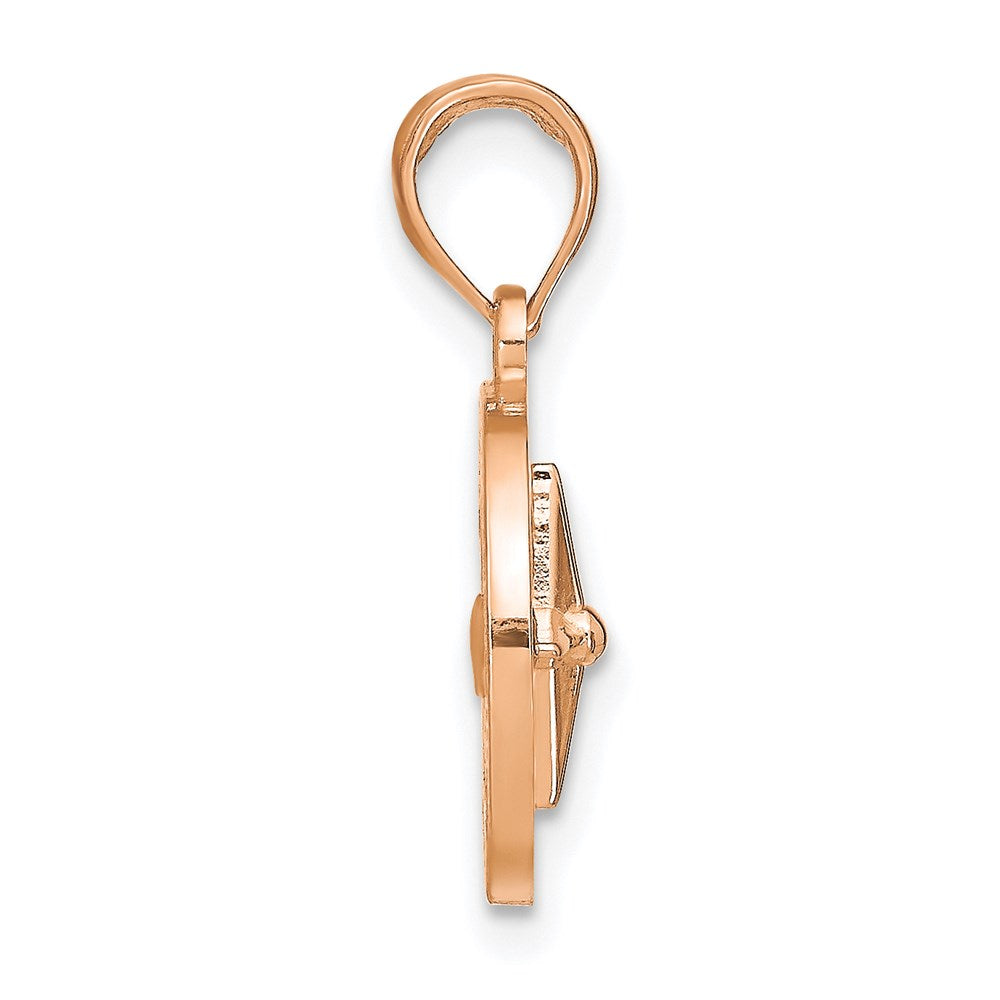 14K Weiß-/Roségold Mittelgroßer Nautischer Kompass-Anhänger aus Rosé- und Weißgold
