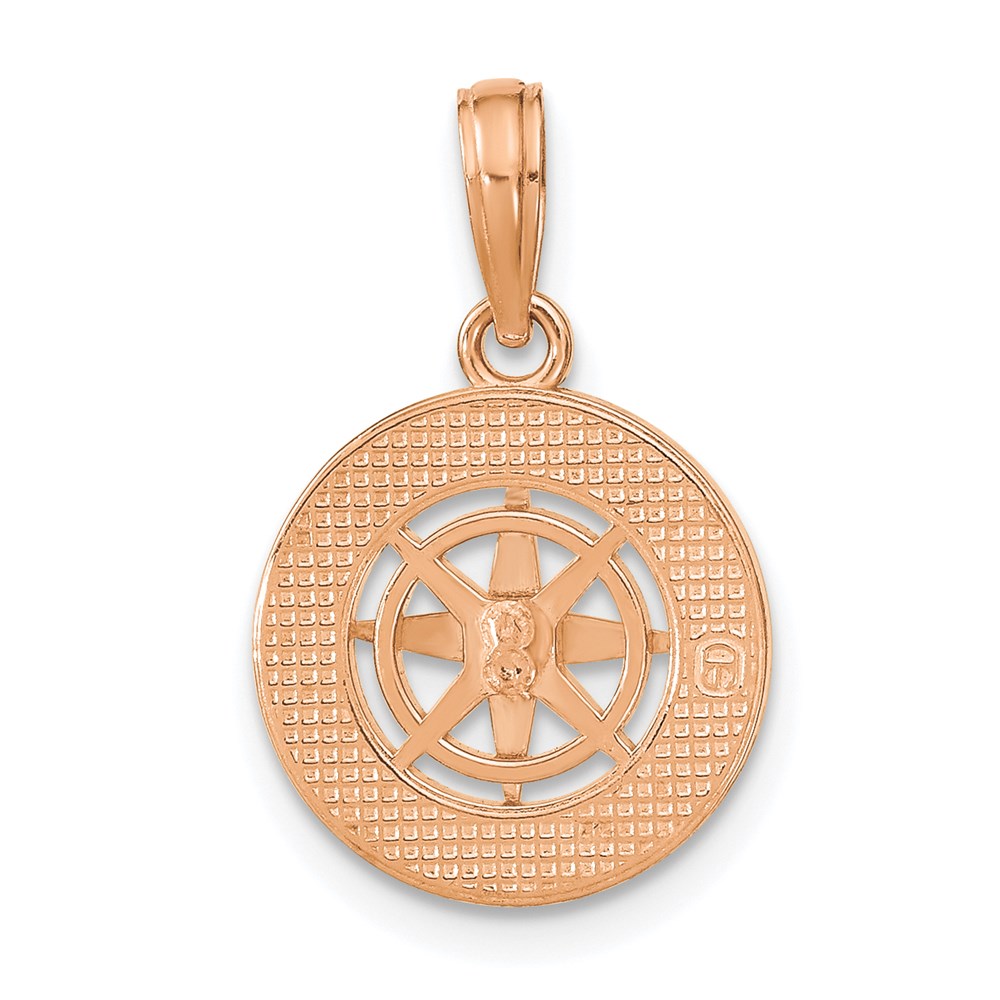 14K Weiß-/Roségold Mittelgroßer Nautischer Kompass-Anhänger aus Rosé- und Weißgold
