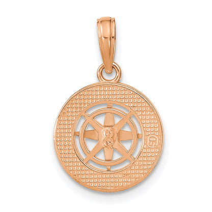 14K Weiß-/Roségold Mittelgroßer Nautischer Kompass-Anhänger aus Rosé- und Weißgold