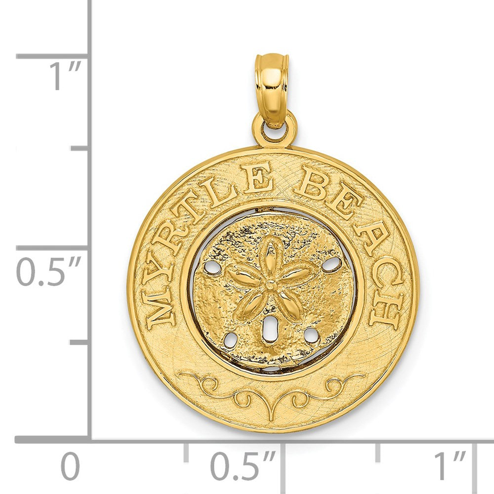 14K Gelbgold MYRTLE BEACH Charm mit Sanddollar-Kreis