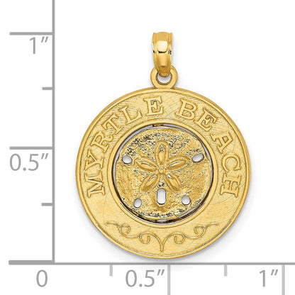 14K Gelbgold MYRTLE BEACH Charm mit Sanddollar-Kreis