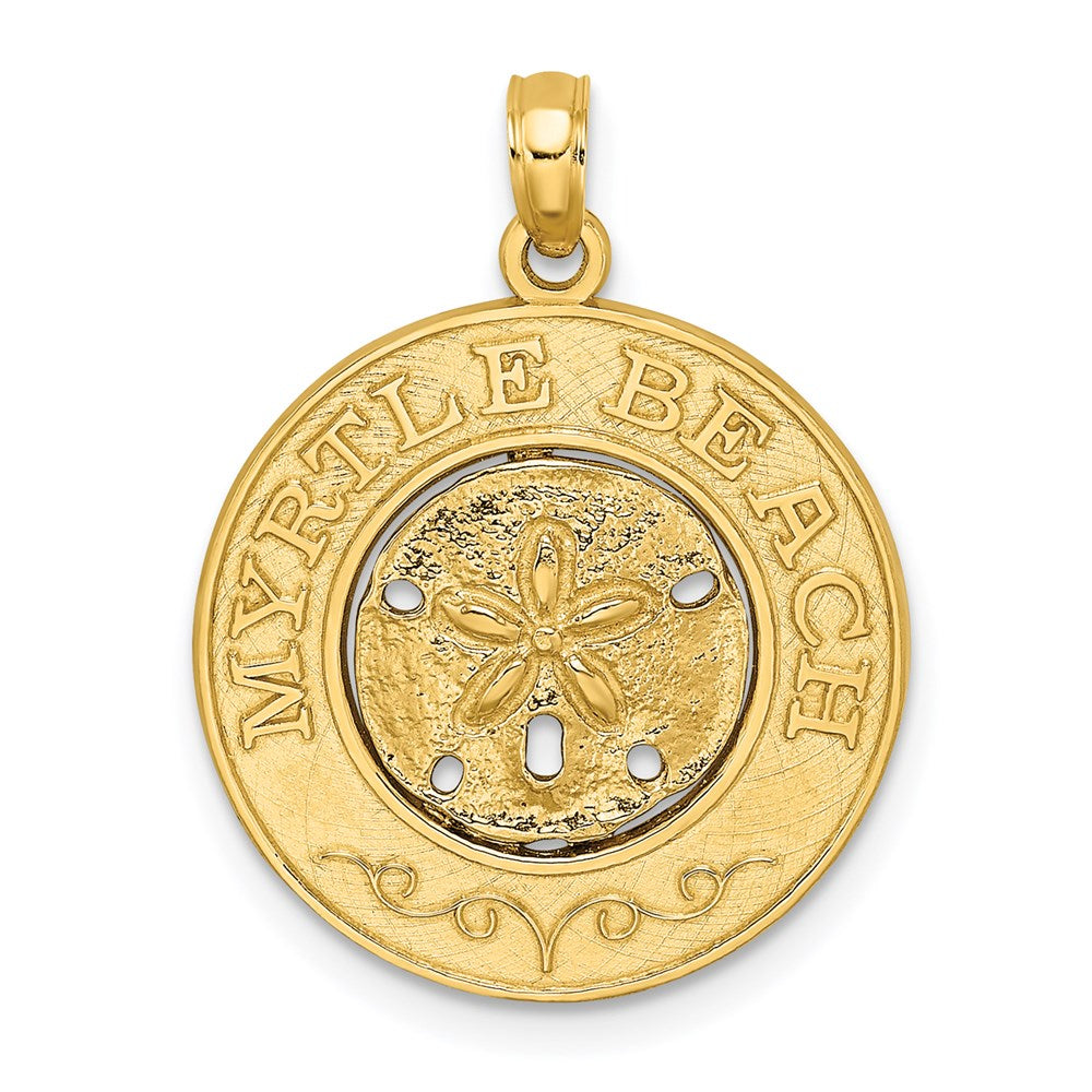 14K Gelbgold MYRTLE BEACH Charm mit Sanddollar-Kreis