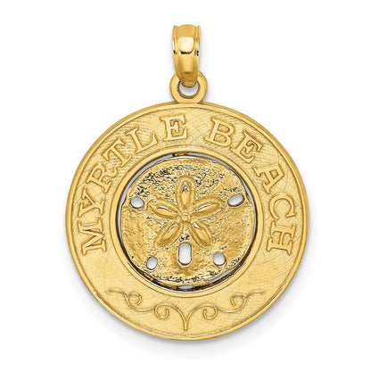 14K Gelbgold MYRTLE BEACH Charm mit Sanddollar-Kreis