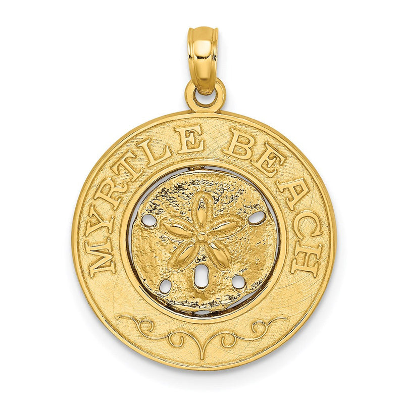 14K Gelbgold MYRTLE BEACH Charm mit Sanddollar-Kreis