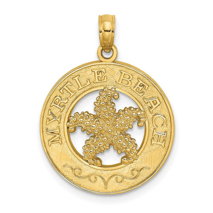 14K Gelbgold MYRTLE BEACH Charm mit Seestern-Kreis
