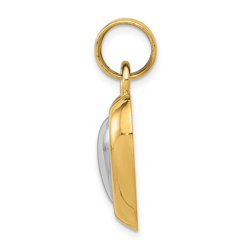 14K Gelb- und Rhodiumgold mit Weißrhodium polierter Herz-Anhänger