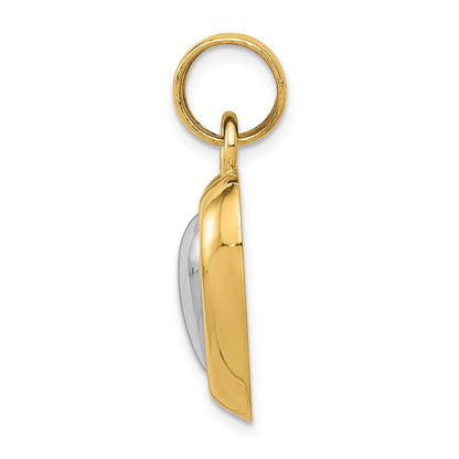 14K Gelb- und Rhodiumgold mit Weißrhodium polierter Herz-Anhänger