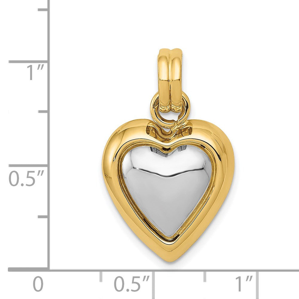 14K Gelb- und Rhodiumgold mit Weißrhodium polierter Herz-Anhänger