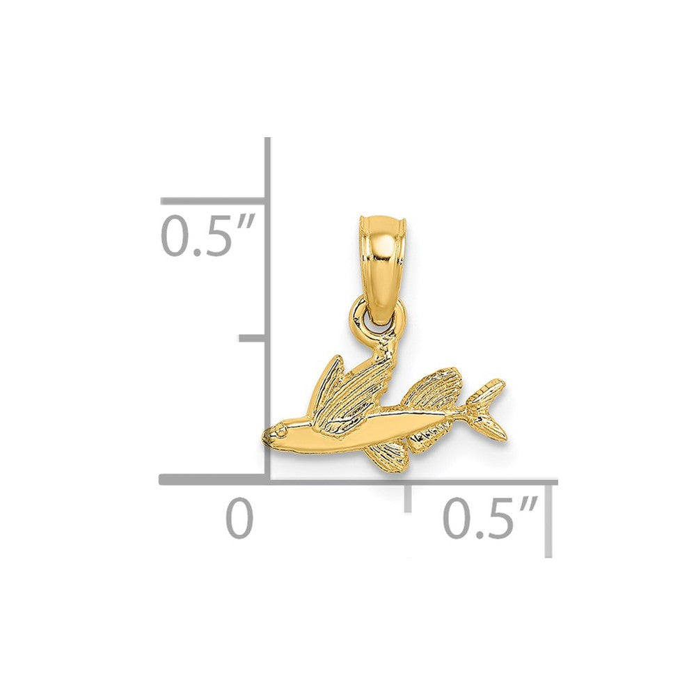 14K Gelbgold Mini Flying Fisch Charm