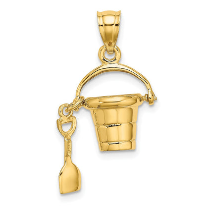 14K Gelbgold 3D "NAGS HEAD" Eimer-Charm mit Schaufel