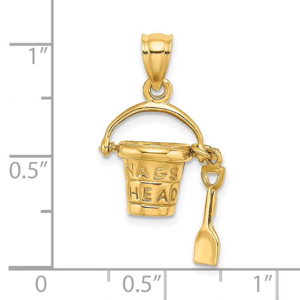 14K Gelbgold 3D "NAGS HEAD" Eimer-Charm mit Schaufel