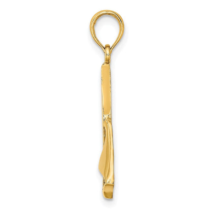 14K Gelbgold Segelboot-Charm, 2-D poliert