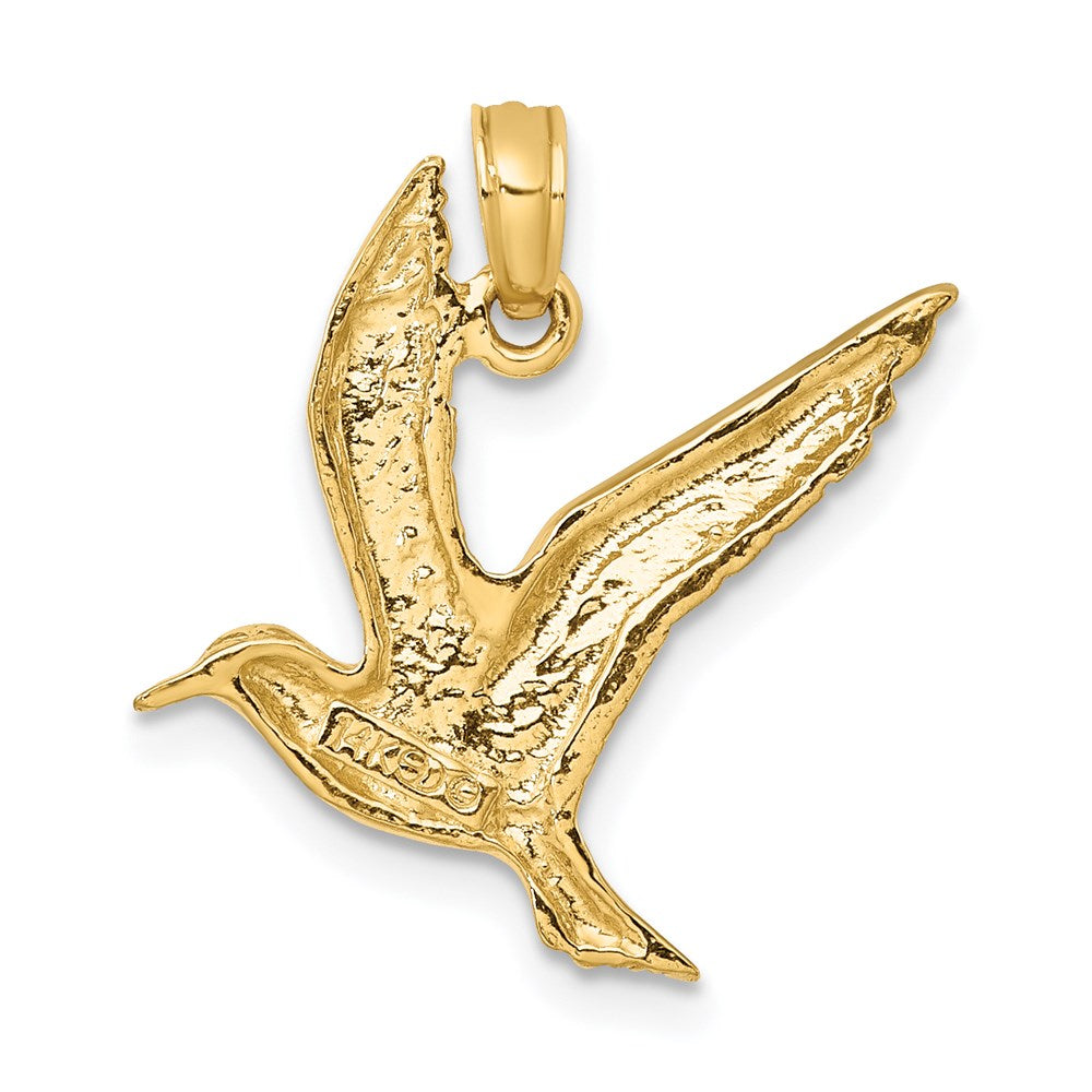14K Gelbgold Polierter Fliegender Möwen-Charm