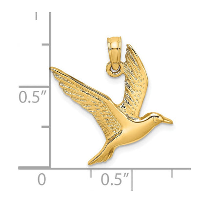 14K Gelbgold Polierter Fliegender Möwen-Charm