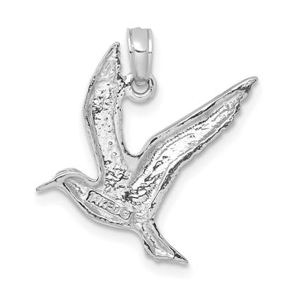 14K Weißgold Polierter Fliegende-Möwe-Charm