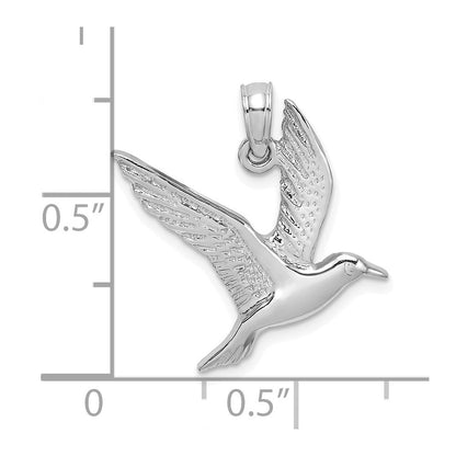 14K Weißgold Polierter Fliegende-Möwe-Charm